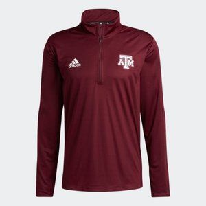 adidas Texas A&M Long Sleeve 1/4 Zip Sweatshirt Maroon Burgundy Team Red GE2490